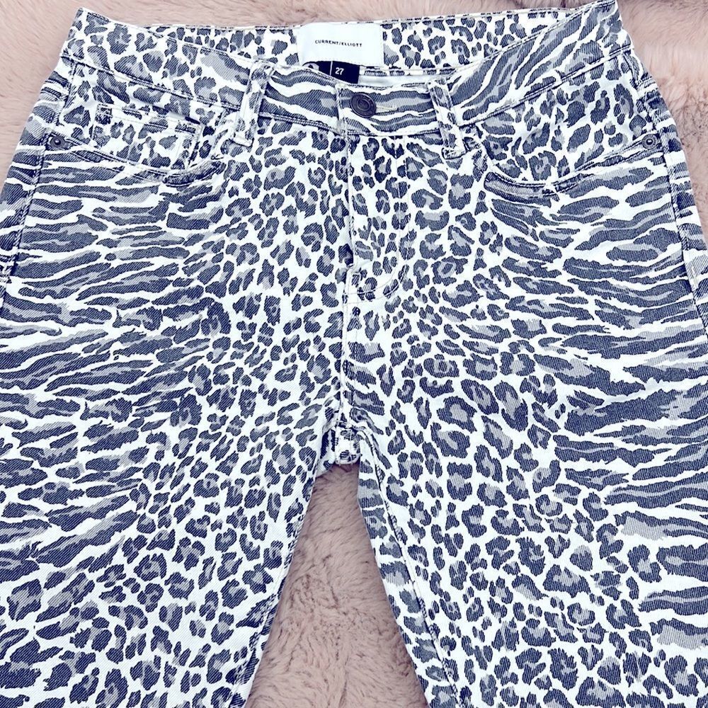 Current Elliott skinny midrise animal print jeans